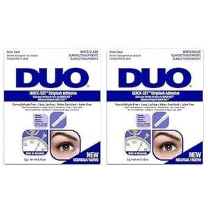 Quick-Set Strong Hold Eyelash Lash Glue - White/Clear, Latex-Free, Waterproof,
